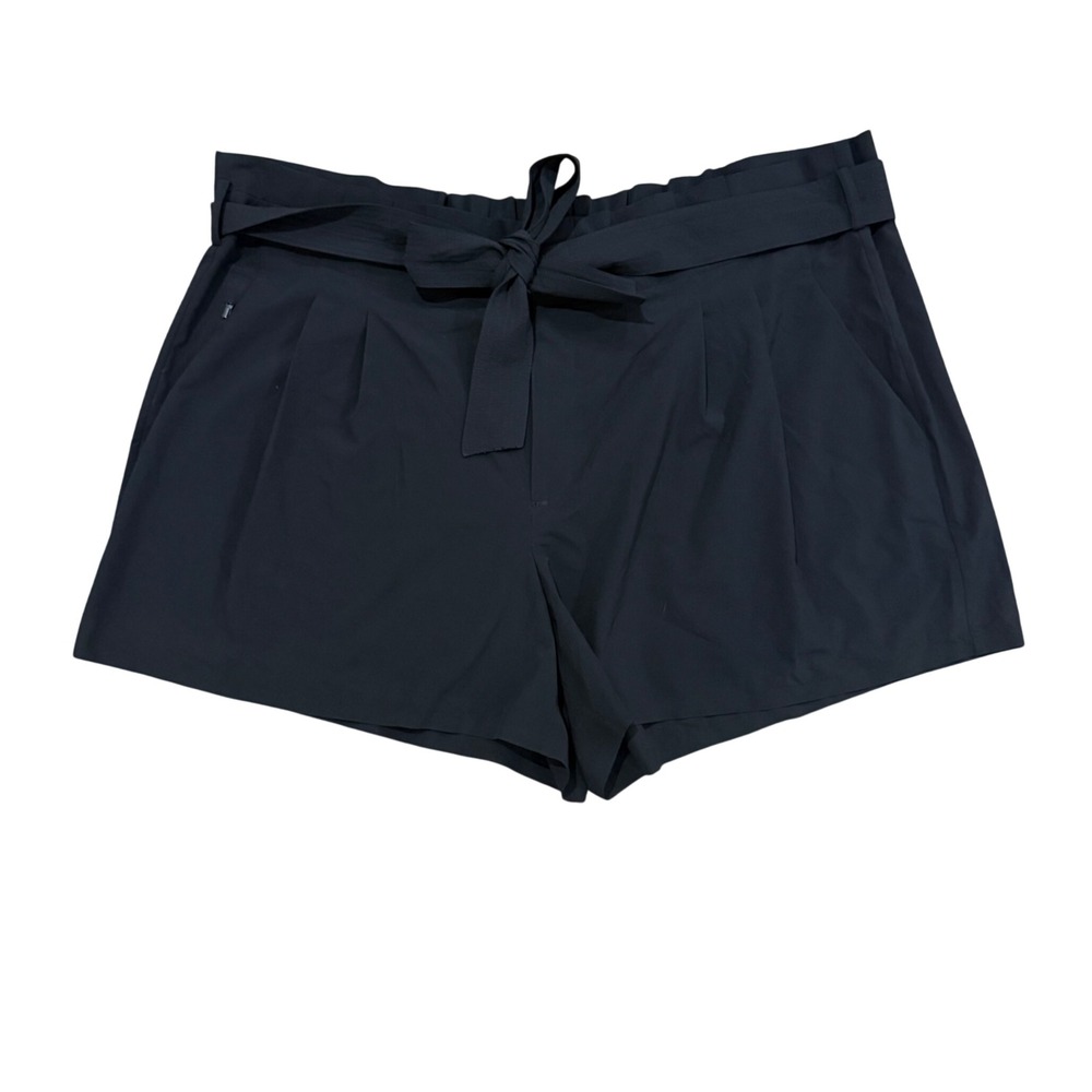 Athleta Skyline Short II Black Paperbag Waist Tie Front Shorts Size 24 NWT